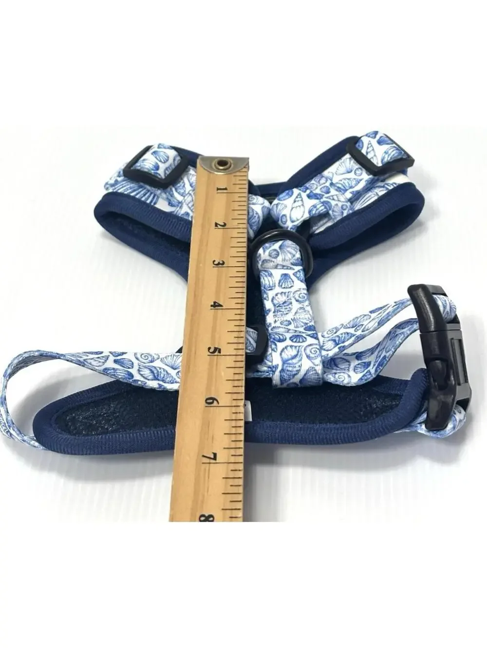Pet Dog Harness XS - Blue & White Sea Shell Print - Mesh Padded ,Adjustable -NEW